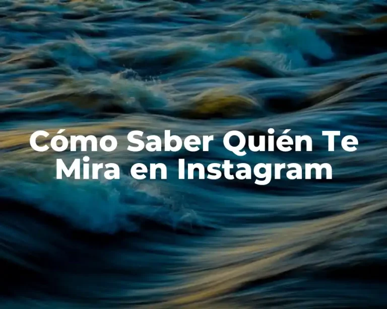 Cómo Saber Quién Te Mira en Instagram
