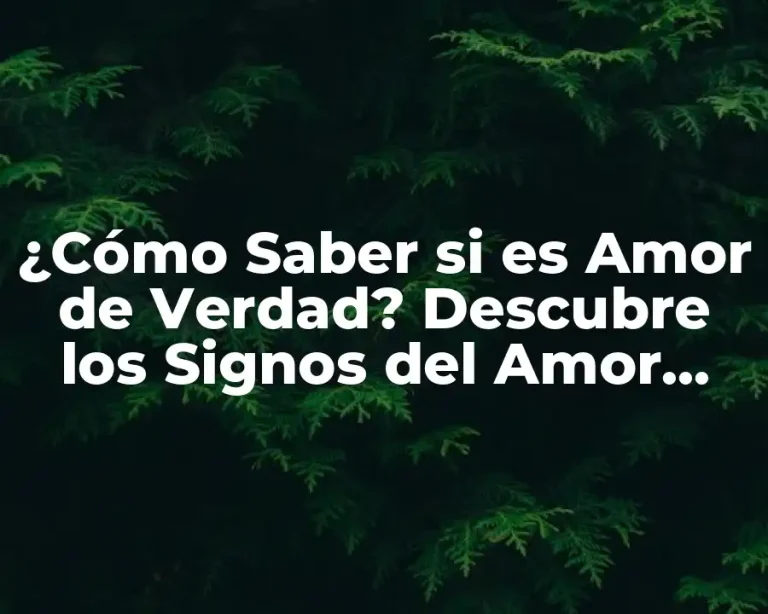 ¿Cómo Saber si es Amor de Verdad? Descubre los Signos del Amor Auténtico