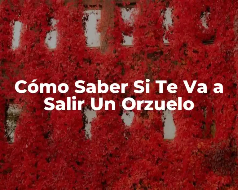 Cómo Saber Si Te Va a Salir Un Orzuelo