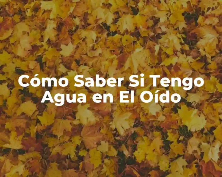 Cómo Saber Si Tengo Agua en El Oído