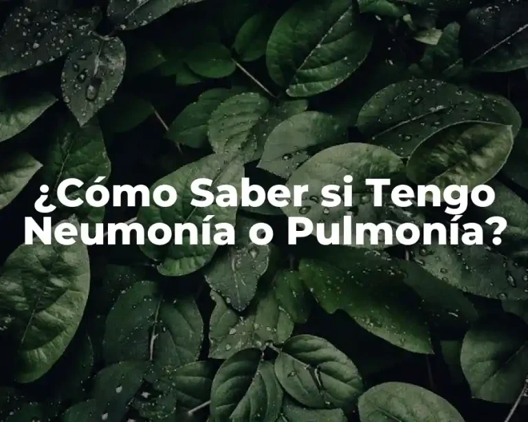 ¿Cómo Saber si Tengo Neumonía o Pulmonía?