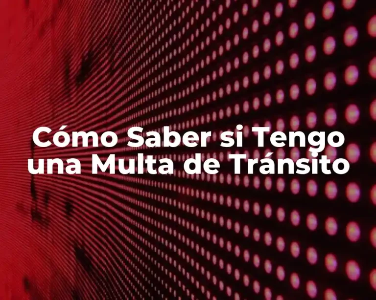 Cómo Saber si Tengo una Multa de Tránsito