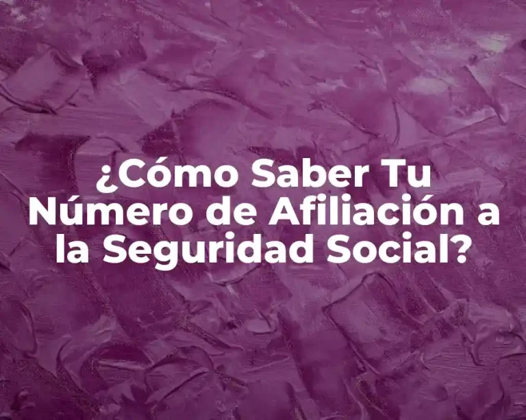 ¿Cómo Saber Tu Número de Afiliación a la Seguridad Social?
