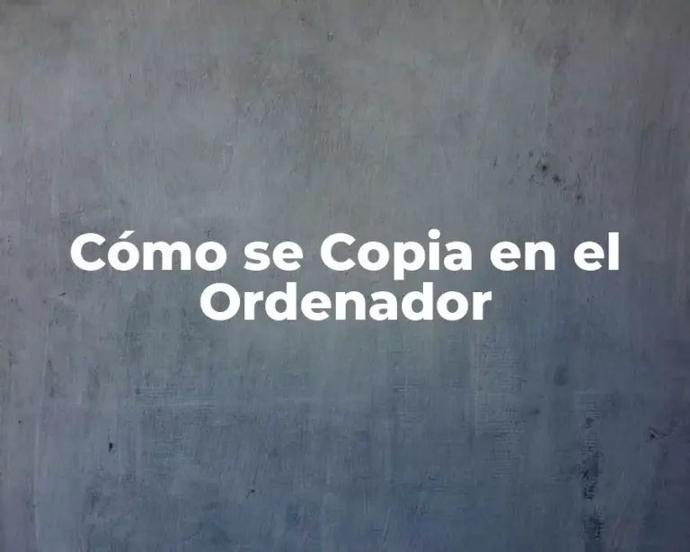 Cómo se Copia en el Ordenador