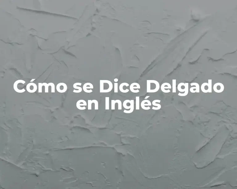 Cómo se Dice Delgado en Inglés