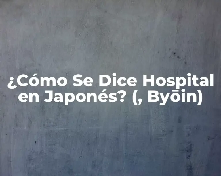 ¿Cómo Se Dice Hospital en Japonés? (, Byōin)