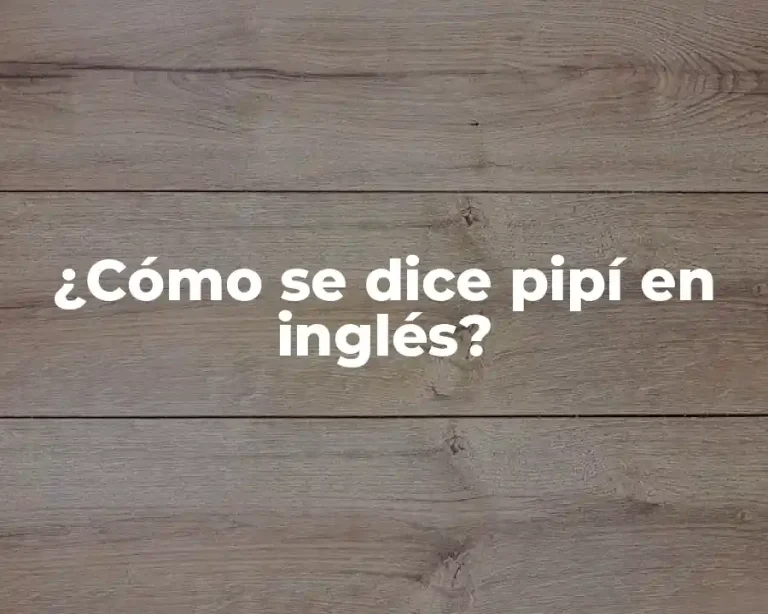 ¿Cómo se dice pipí en inglés?