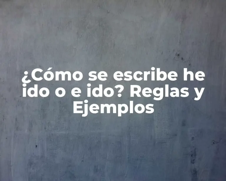 ¿Cómo se escribe he ido o e ido? Reglas y Ejemplos