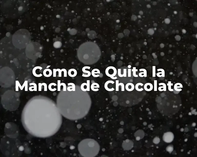 Cómo Se Quita la Mancha de Chocolate