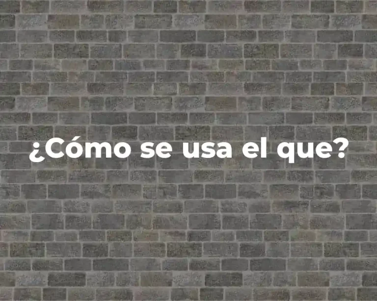 ¿Cómo se usa el que?