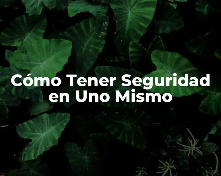 Cómo Tener Seguridad en Uno Mismo