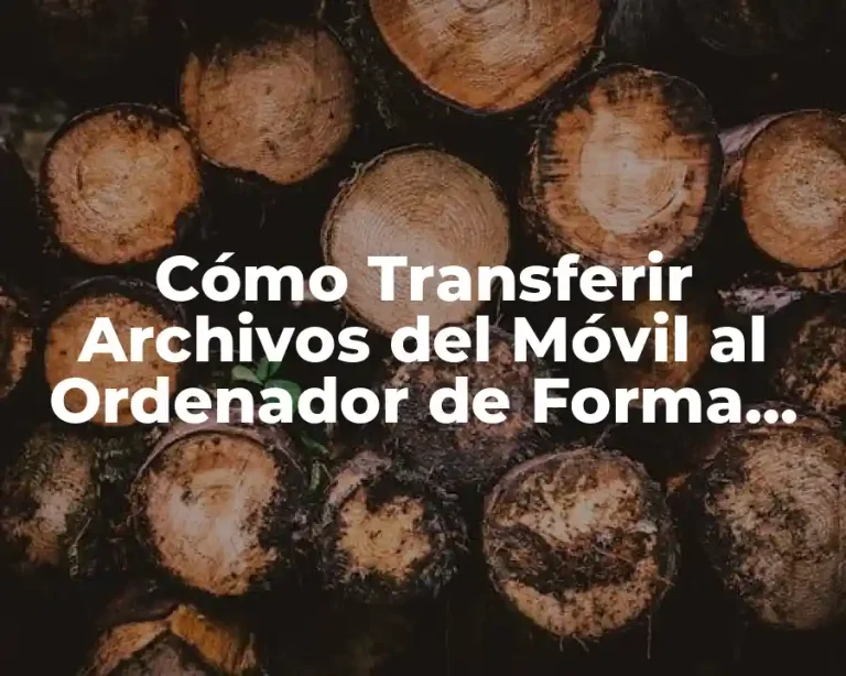 Cómo Transferir Archivos del Móvil al Ordenador de Forma Rápida y Segura