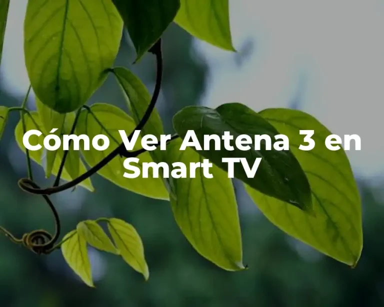Cómo Ver Antena 3 en Smart TV
