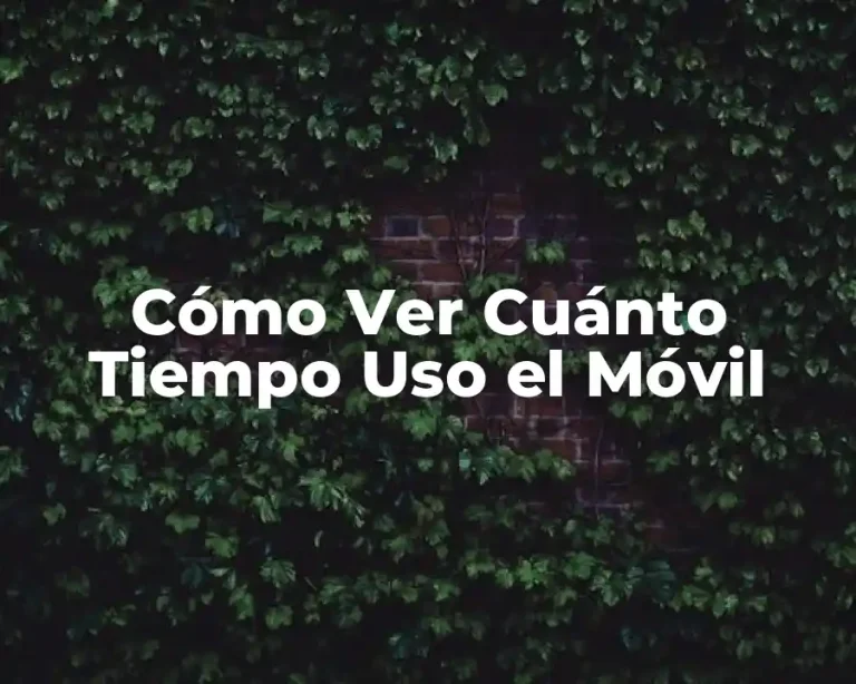 Cómo Ver Cuánto Tiempo Uso el Móvil