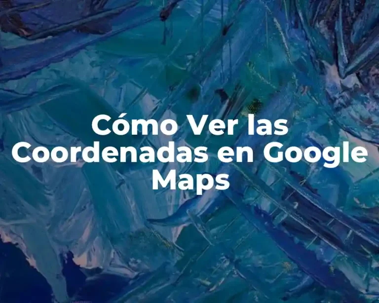 Cómo Ver las Coordenadas en Google Maps