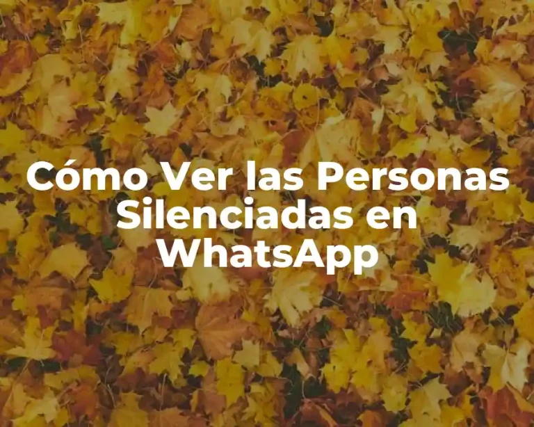 Cómo Ver las Personas Silenciadas en WhatsApp