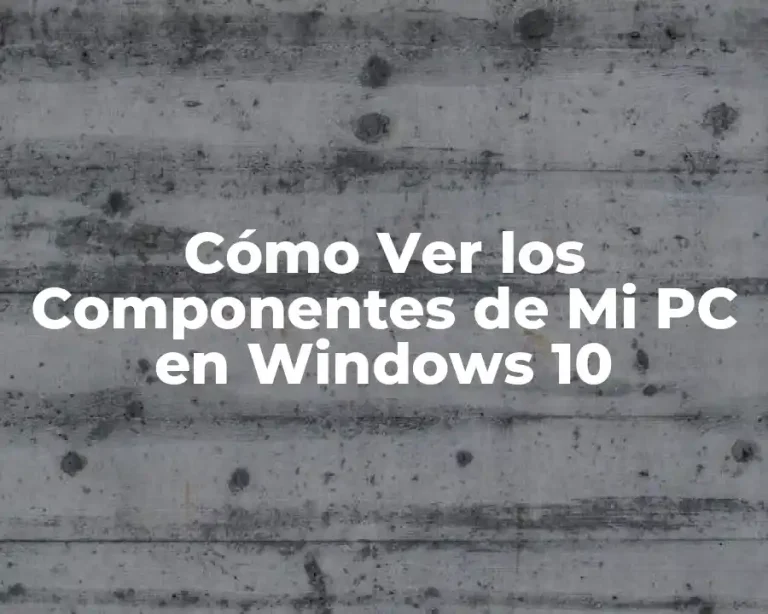 Cómo Ver los Componentes de Mi PC en Windows 10