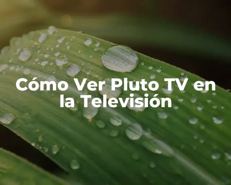 Cómo Ver Pluto TV en la Televisión