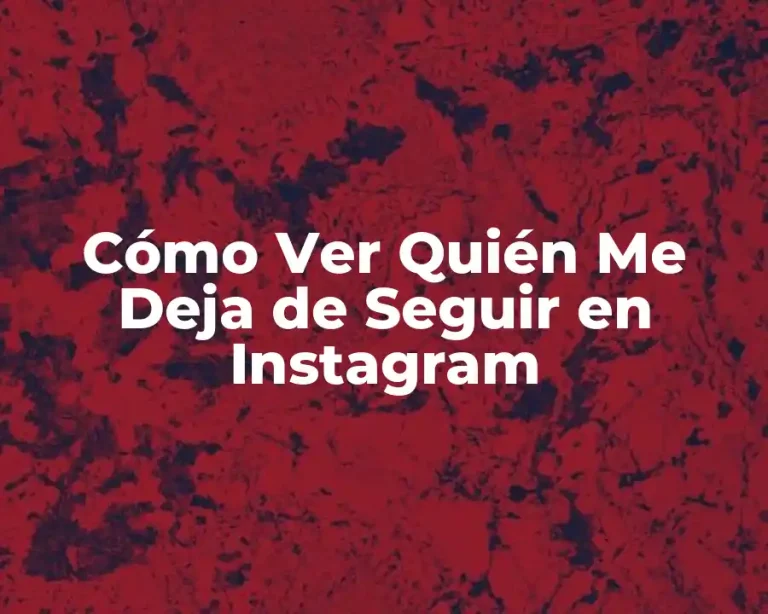 Cómo Ver Quién Me Deja de Seguir en Instagram