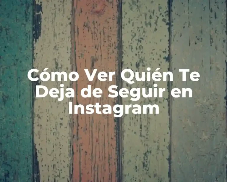 Cómo Ver Quién Te Deja de Seguir en Instagram
