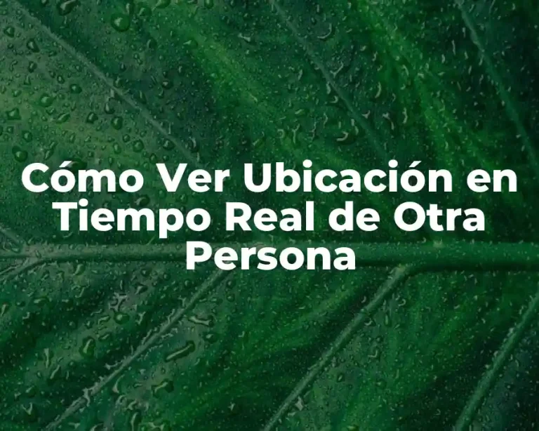 Cómo Ver Ubicación en Tiempo Real de Otra Persona