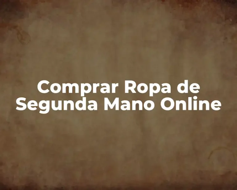 Comprar Ropa de Segunda Mano Online