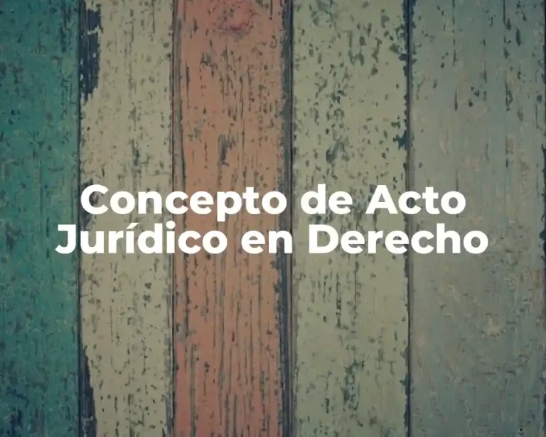 Concepto de Acto Jurídico en Derecho