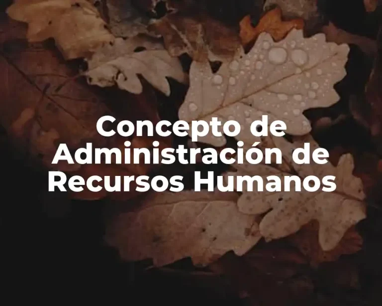 Concepto de Administración de Recursos Humanos