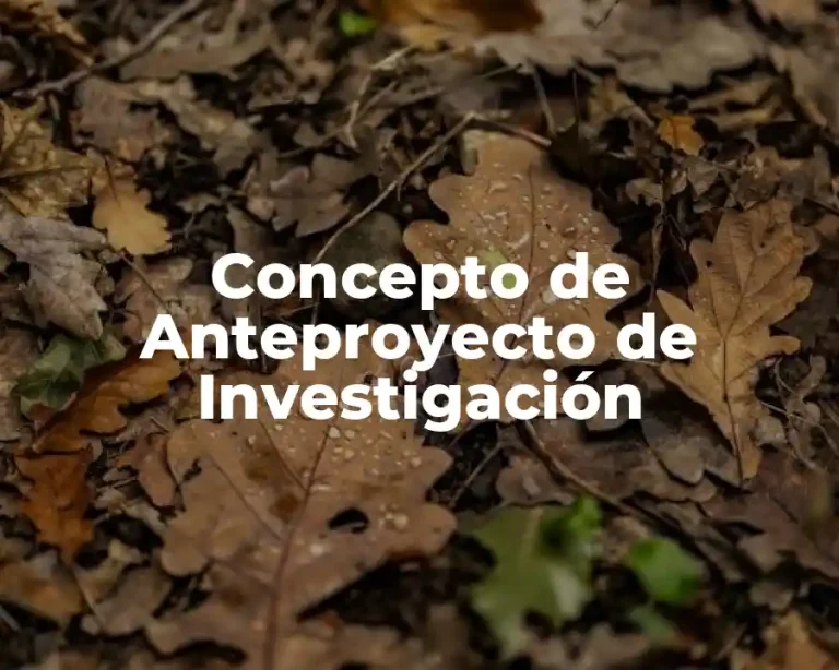 Concepto de Anteproyecto de Investigación