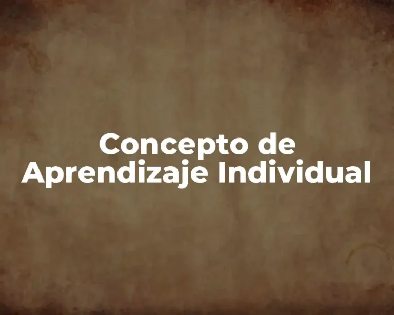 Concepto de Aprendizaje Individual