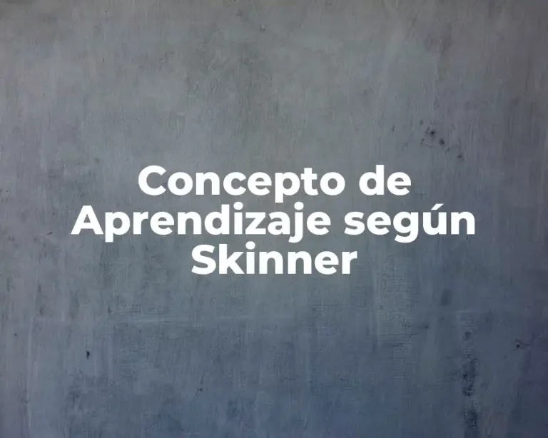 Concepto de Aprendizaje según Skinner
