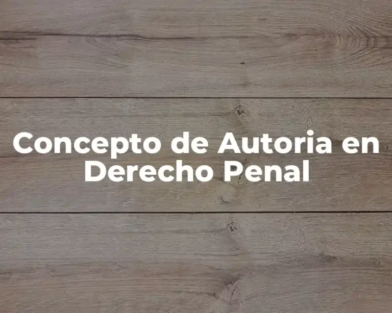 Concepto de Autoria en Derecho Penal