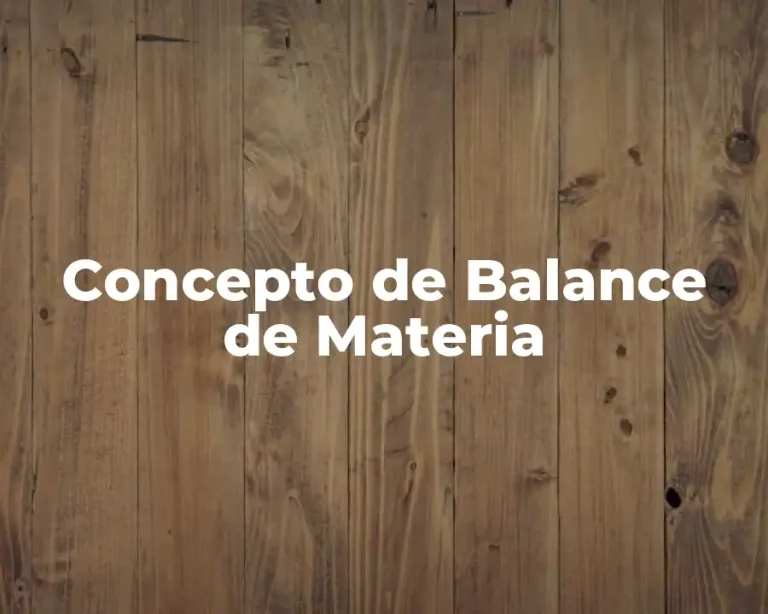 Concepto de Balance de Materia