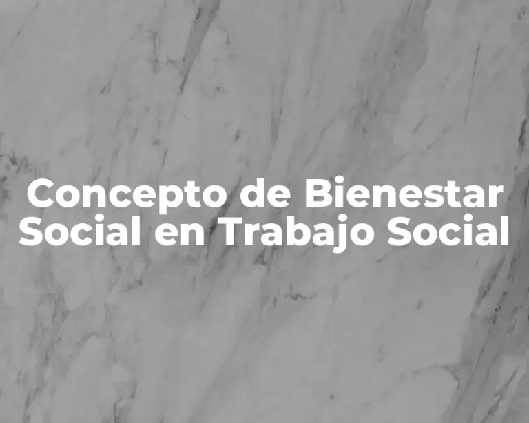 Concepto de Bienestar Social en Trabajo Social