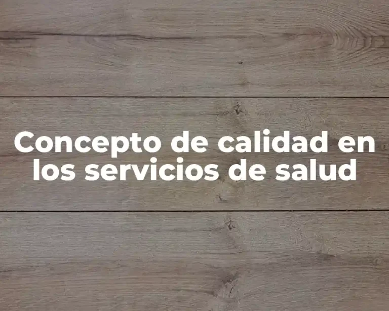 Concepto de calidad en los servicios de salud