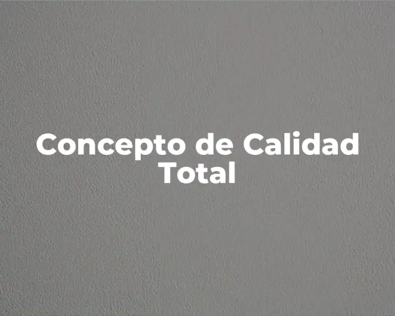 Concepto de Calidad Total