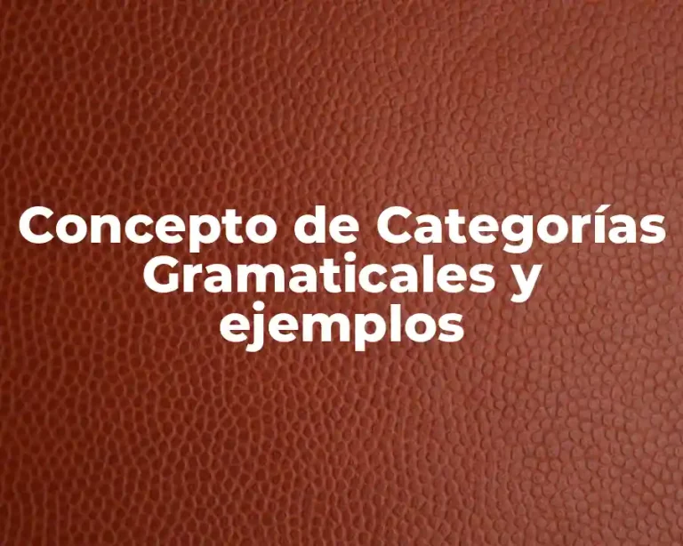 Concepto de Categorías Gramaticales y ejemplos