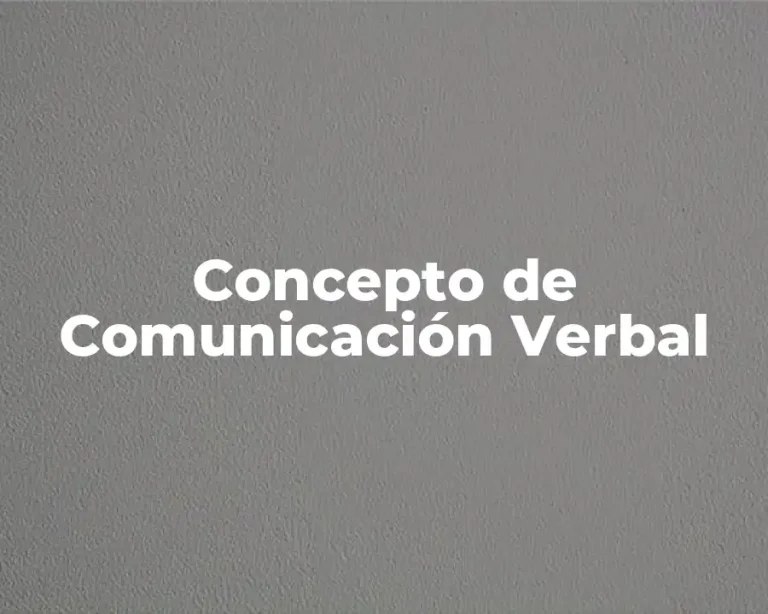 Concepto de Comunicación Verbal