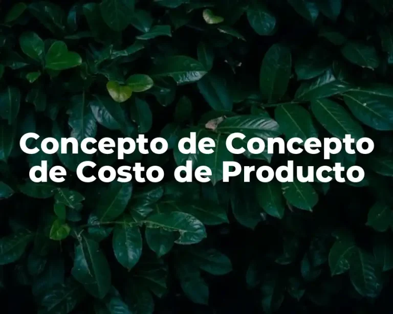 Concepto de Concepto de Costo de Producto