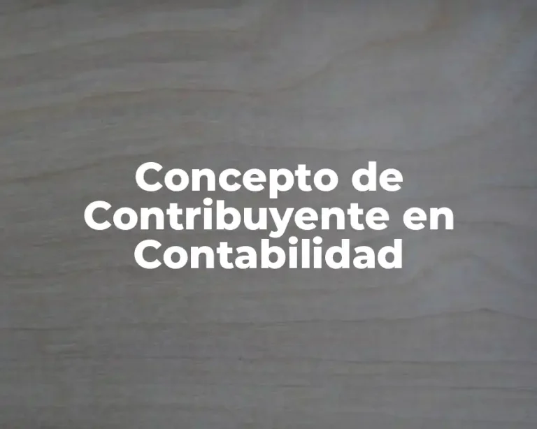 Concepto de Contribuyente en Contabilidad