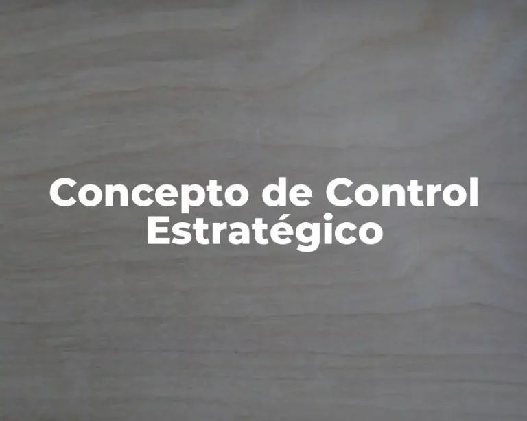 Concepto de Control Estratégico