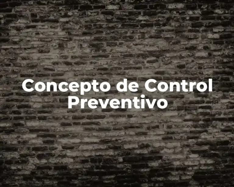 Concepto de Control Preventivo