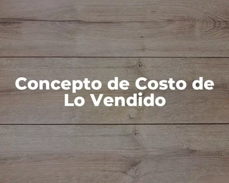 Concepto de Costo de Lo Vendido