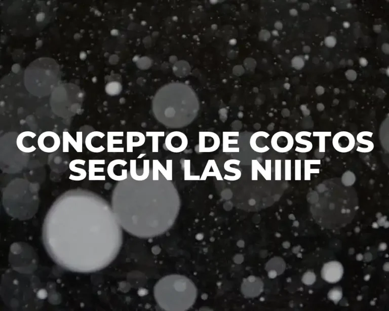 CONCEPTO DE COSTOS SEGÚN LAS NIIIF