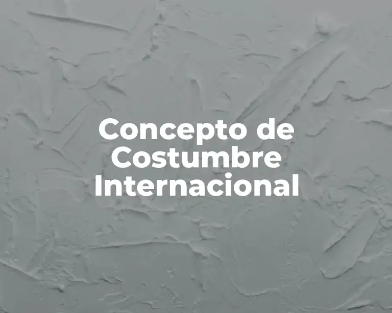 Concepto de Costumbre Internacional