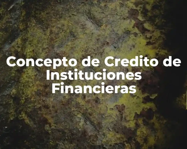Concepto de Credito de Instituciones Financieras