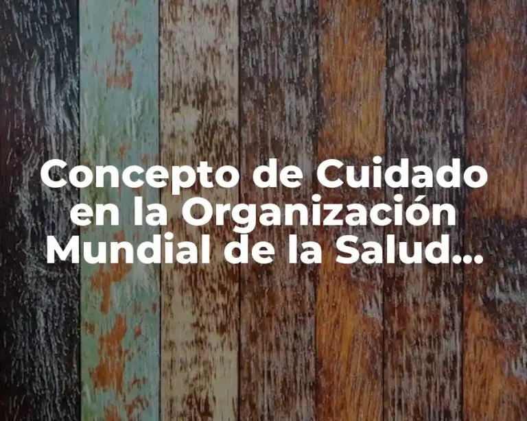 Concepto de Cuidado en la Organización Mundial de la Salud (OMS)