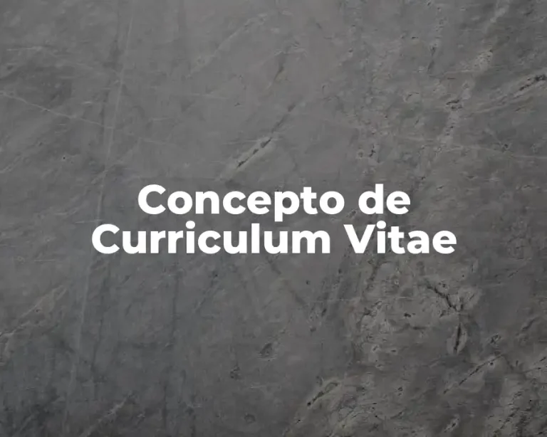 Concepto de Curriculum Vitae