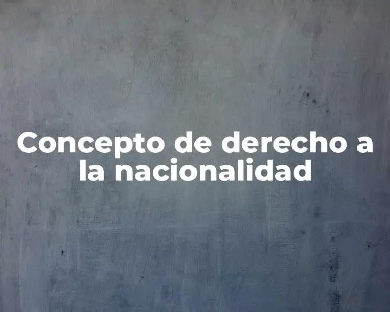 Concepto de derecho a la nacionalidad