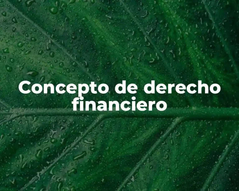 Concepto de derecho financiero